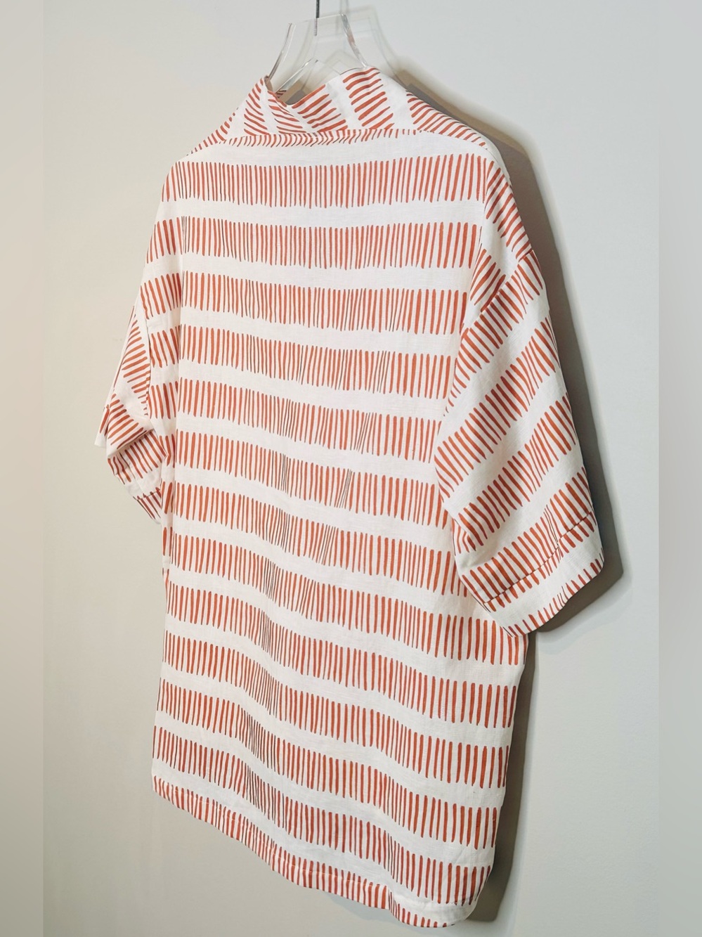 Brooke Wright Burnt Orange White Stripe V-Neck Tunic Top Shirt Blouse - Picture 7 of 10